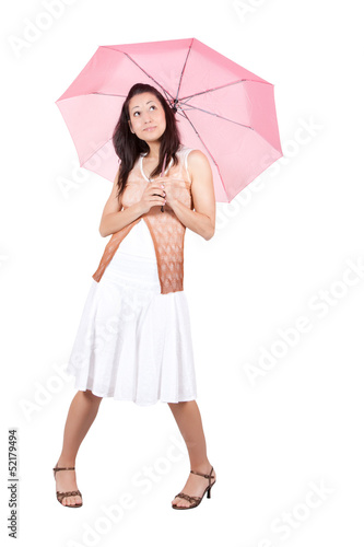 Woman with pink umbrella