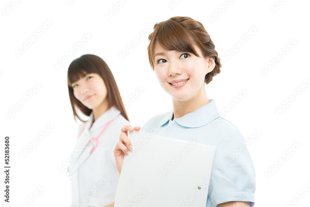 Beautiful asian hospital staff isolated on white backgroound Beautiful asian hospital staff isolated on white backgroound
