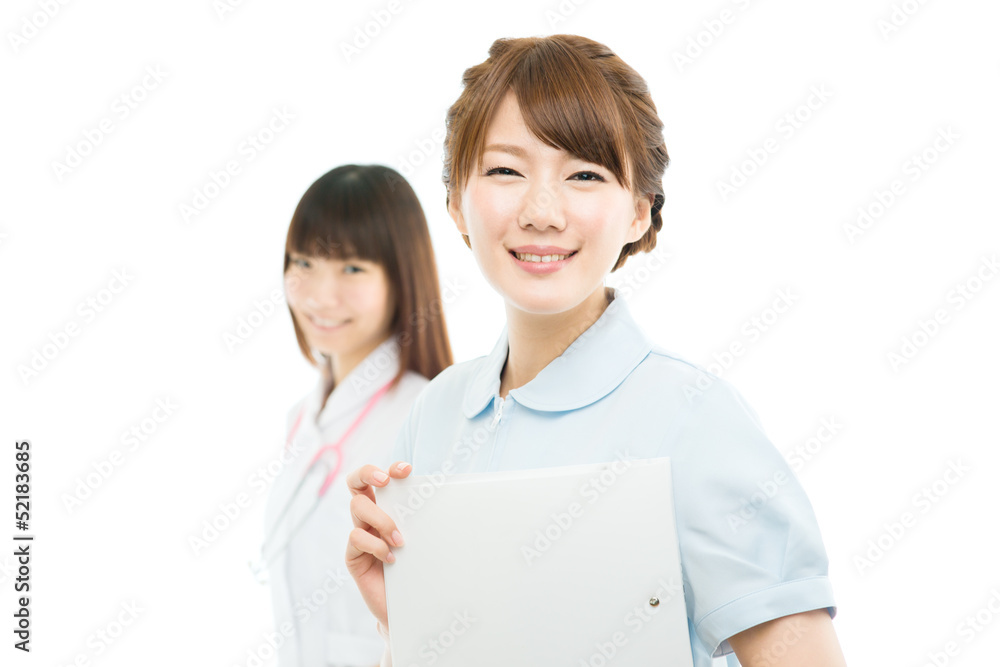 Beautiful asian hospital staff isolated on white backgroound Beautiful asian hospital staff isolated on white backgroound