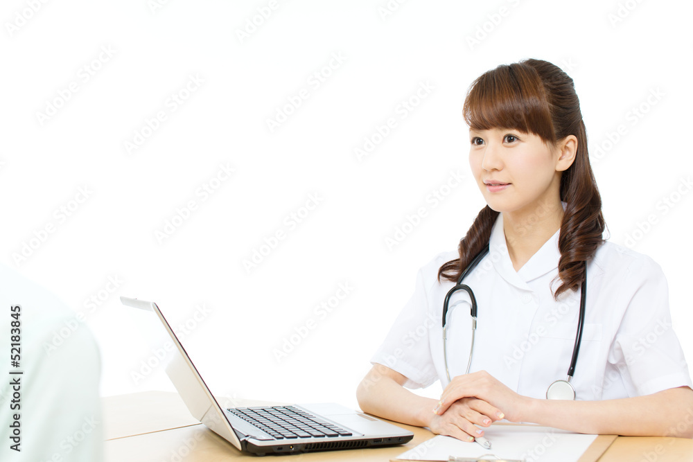 Beautiful asian hospital staff isolated on white backgroound Beautiful asian hospital staff isolated on white backgroound