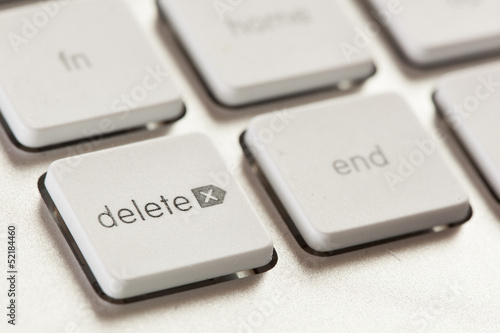 Delete button on a White and Grey Computer Keyboard