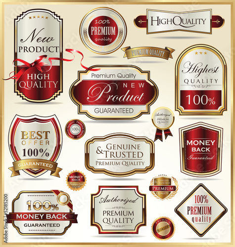 Luxury gold and red labels