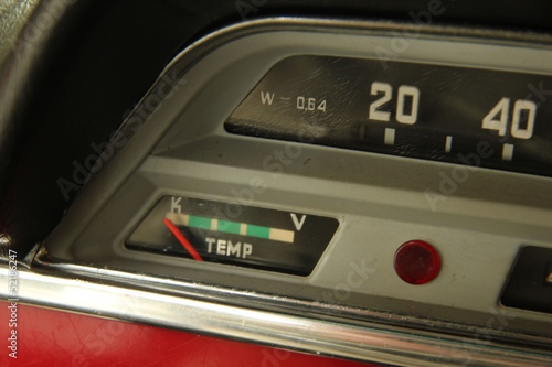 Detail of a vintage car dashboard
