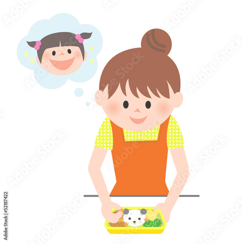 お弁当を作るママ