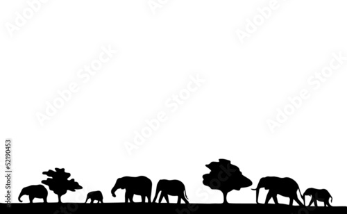 Elephant Silhouette with trees
