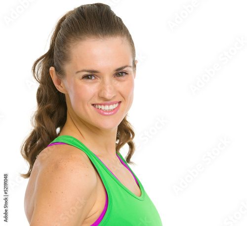 Portrait of happy fitness young woman