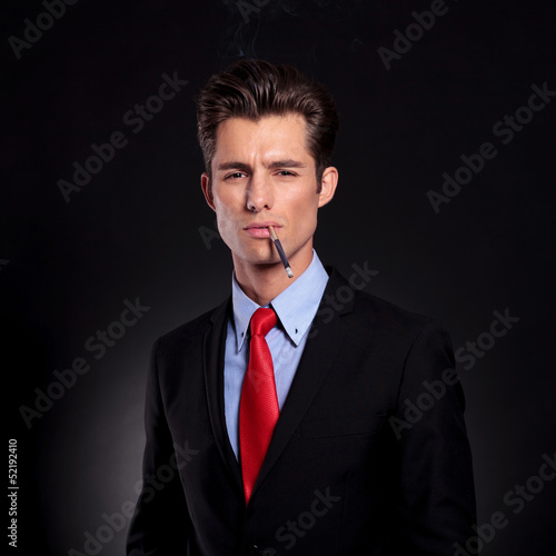 business man smoking