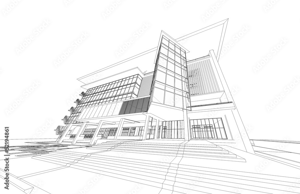 Fototapeta premium Wireframe of building 