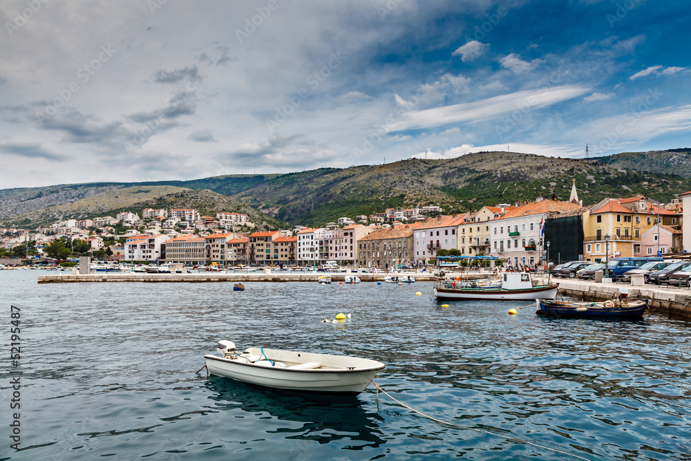 Panorama of Mediterranean Town Senj near Istria, Croatia