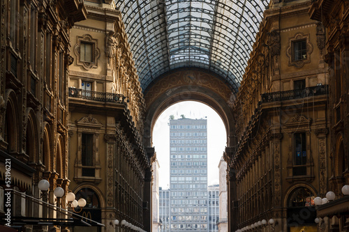 Glass Dome of Interior of Galleria Vittorio Emanuele II Shoping © anshar73