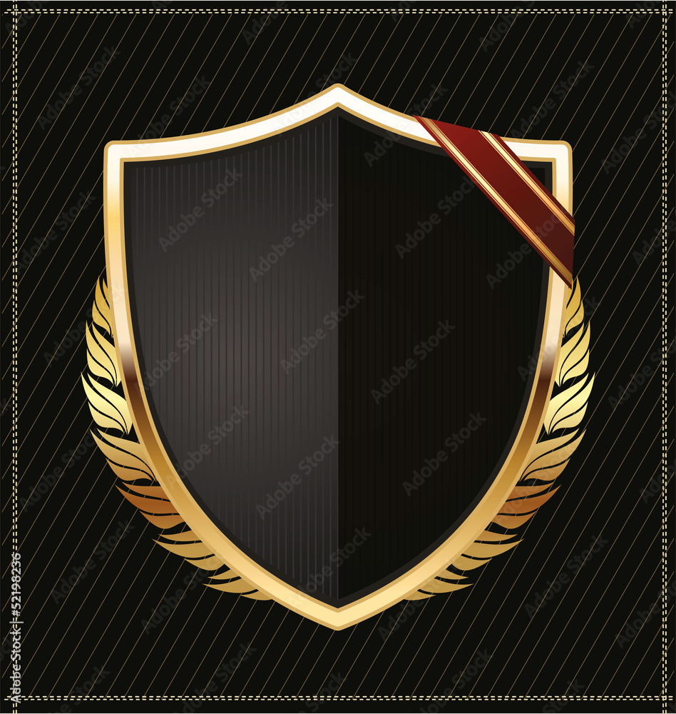 Obraz premium Black and gold shield