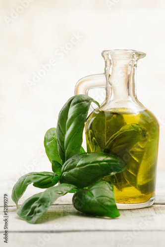 olive oil flavored with basil