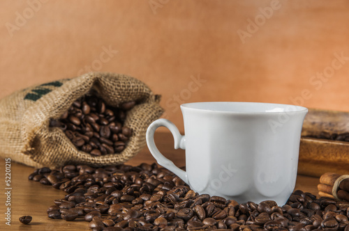 Traditional rural coffee theme on wooden table