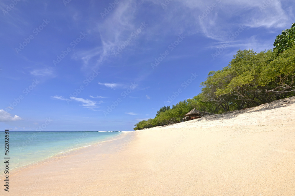 Beautiful Beach with Palm trees on Gili Gili Islands