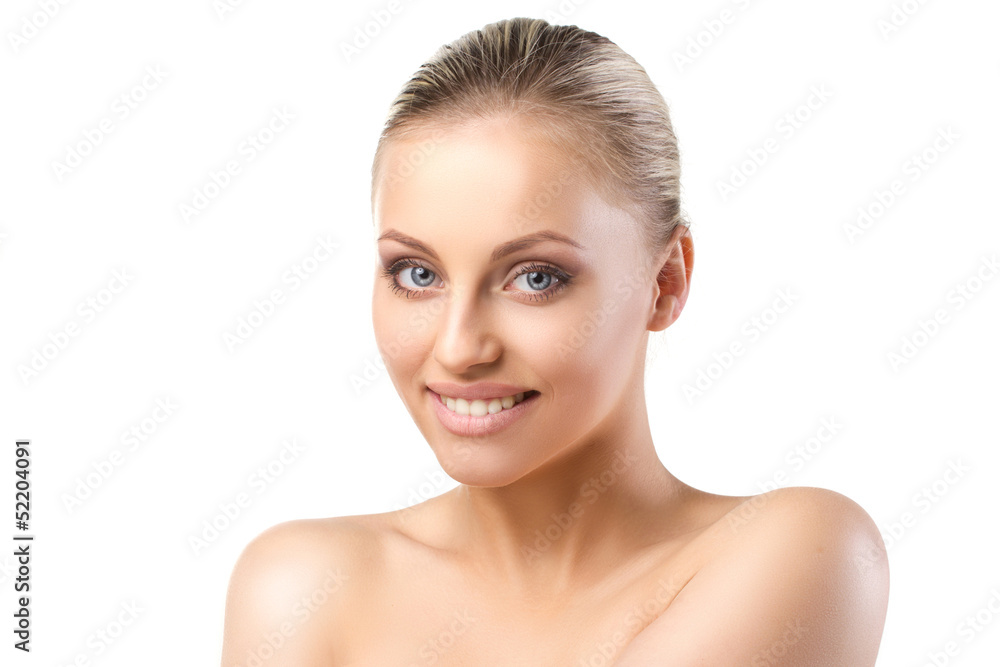 young blond smailing woman young blond smailing woman