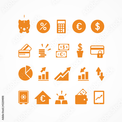 Set 20 icons finance_orange