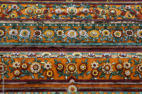 Mosaic Flowers on Wat Pho  Bangkok  Thailand