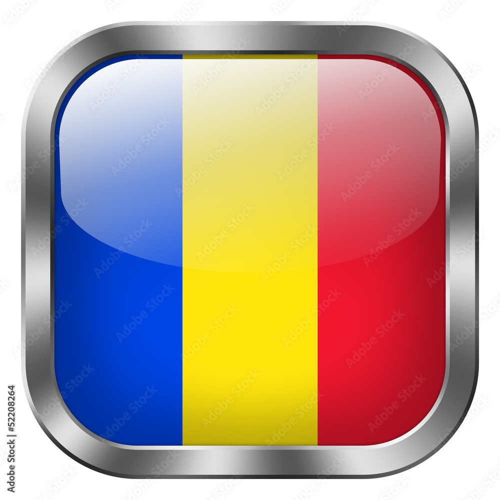 Fototapeta premium romania square metal button
