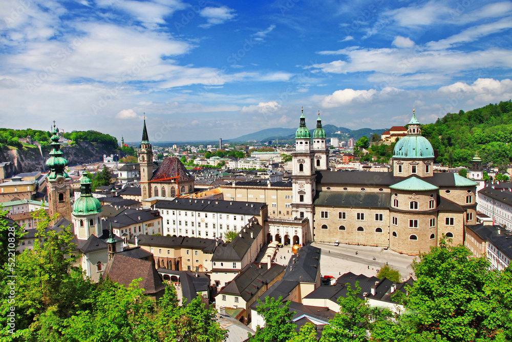 Salzburg, view of old town and cathedrals