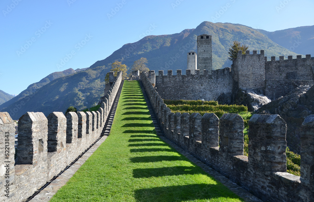 Ancient fortifications in Bellinzona, Switzerland