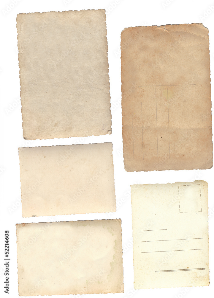Collage of old paper isolated on white background