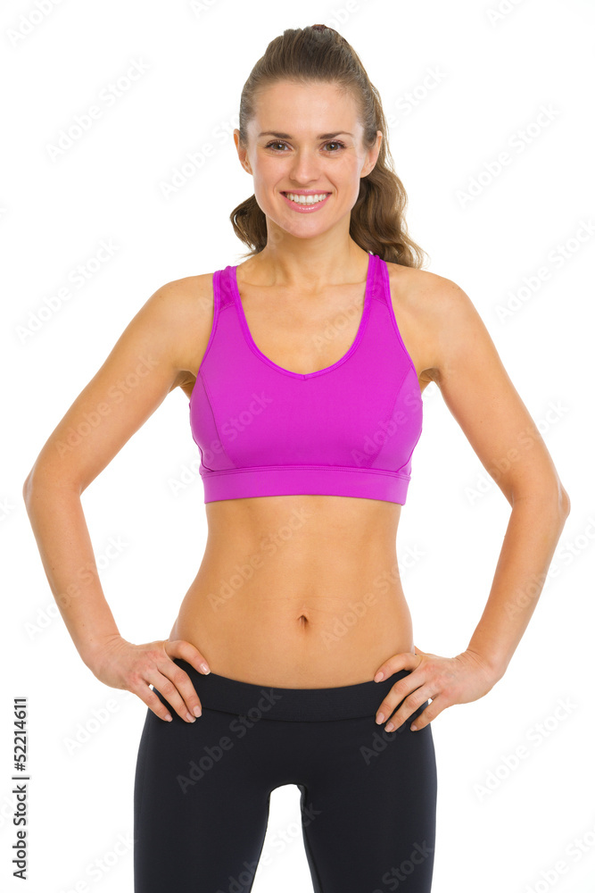 Portrait of happy fitness young woman