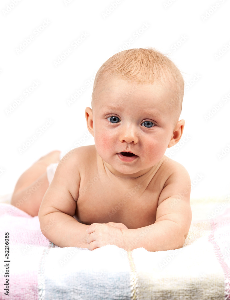 Cute baby boy over white
