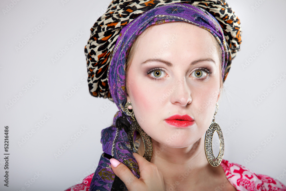portrait beautiful girl woman in a turban portrait beautiful girl woman in a turban