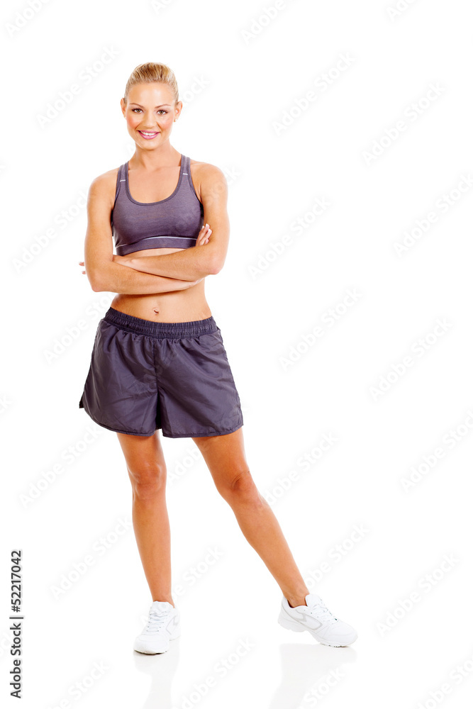 beautiful sporty woman with arms folded beautiful sporty woman with arms folded