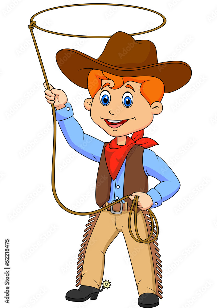 Premium Vector  Cartoon cowboy kid twirling a lasso