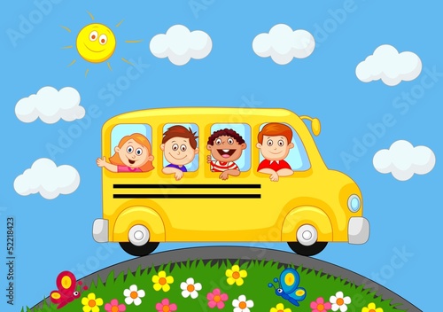 School Bus With Happy Children #52218423