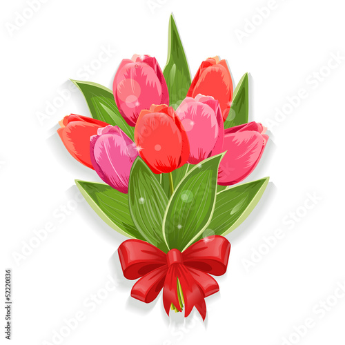 Isolated bouquet of tulips for your design