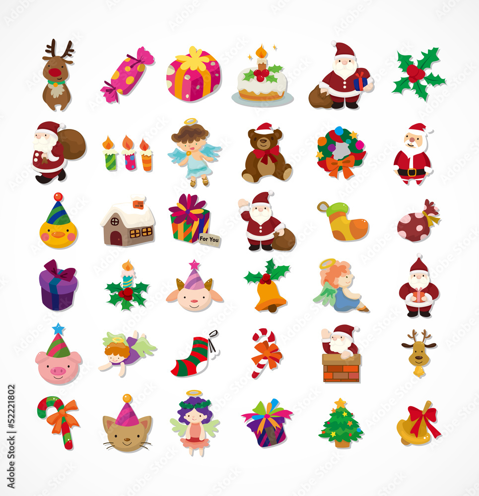 set of Christmas icons