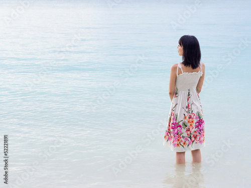 beautiful asian woman in the sea © taka