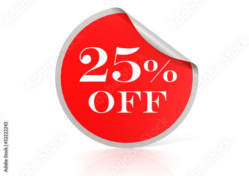 Red round sticker for 25 percent discount