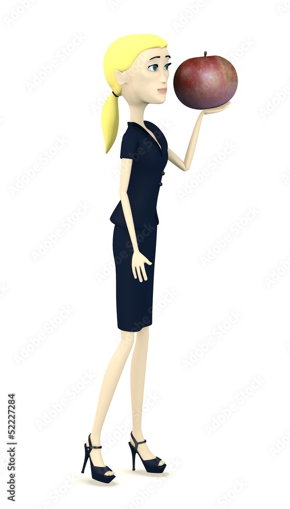 3d render of cartoon character with apple 3d render of cartoon character with apple
