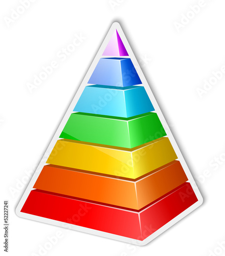 Color layered pyramid sticker. Vector illustration