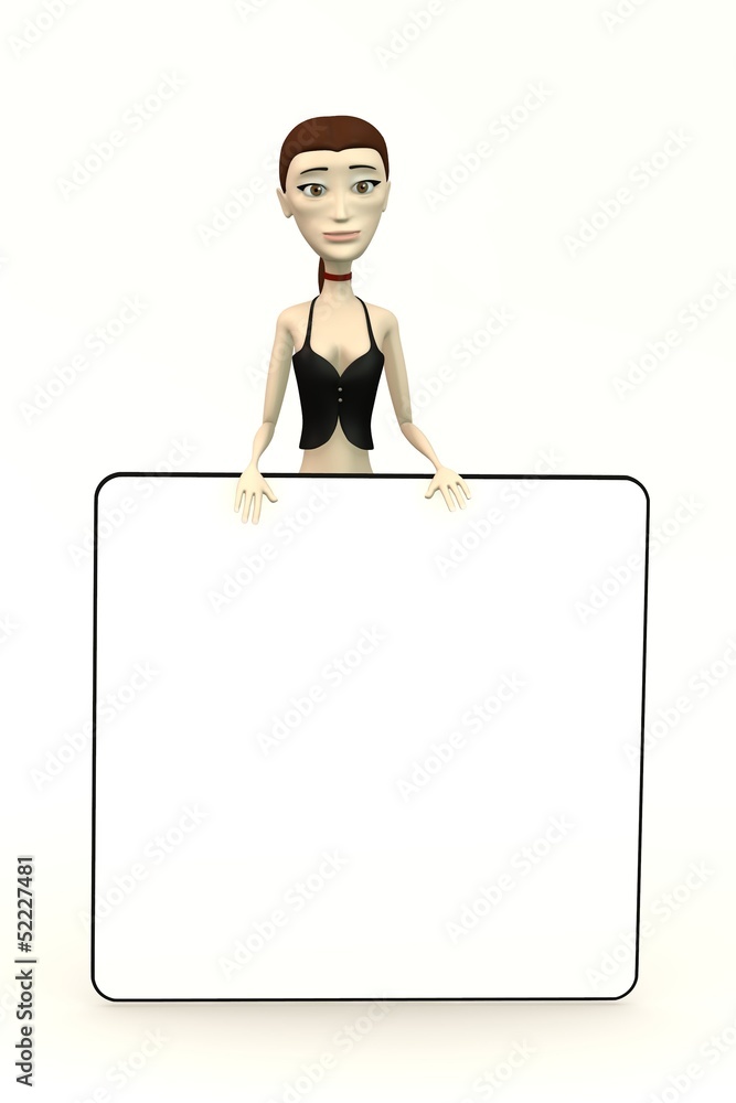 3d render of cartoon character with empty board 3d render of cartoon character with empty board