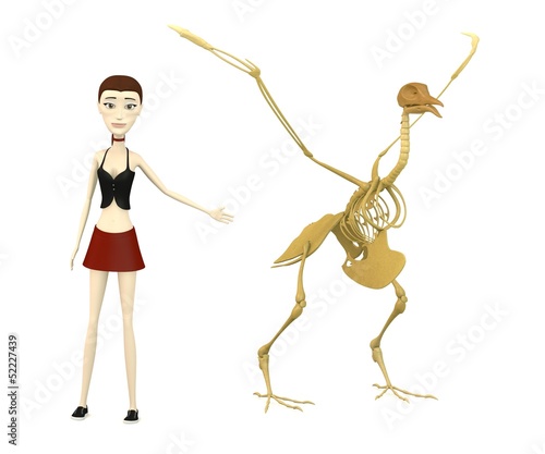 3d render of cartoon character with bird skeleton