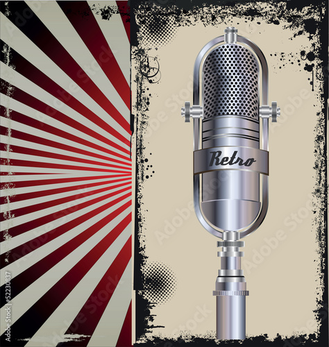 Grunge poster with microphone