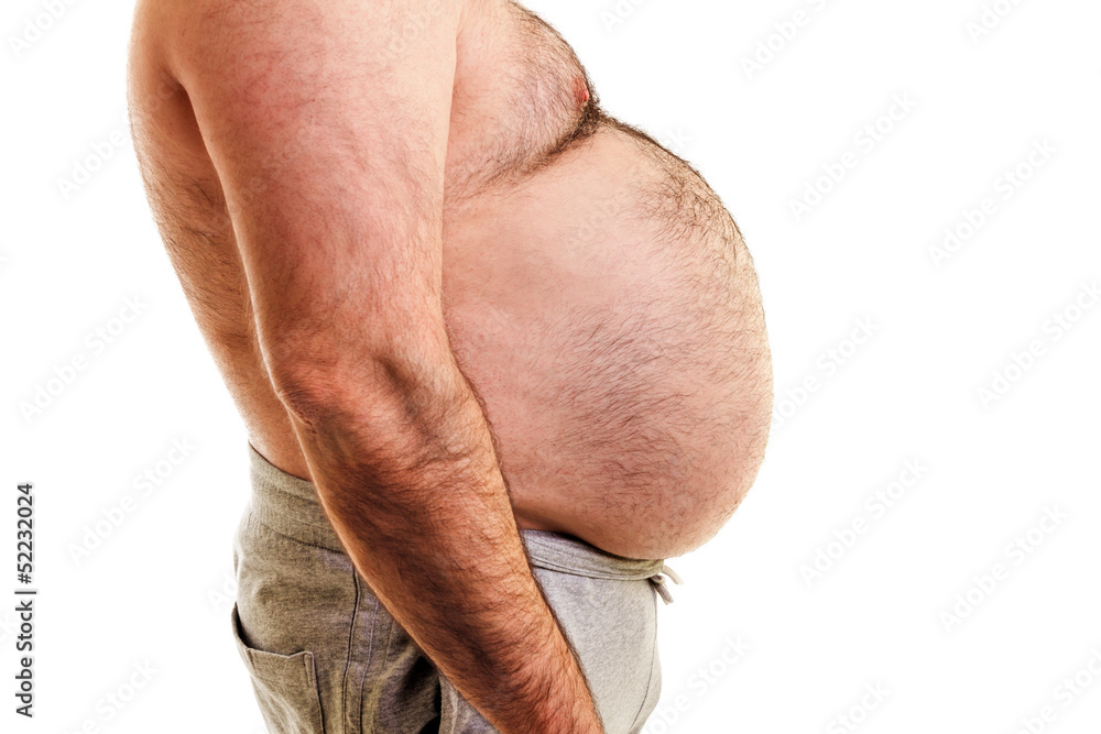 Big belly of a fat man Stock Photo