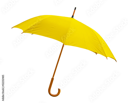 Yellow umbrella on white background