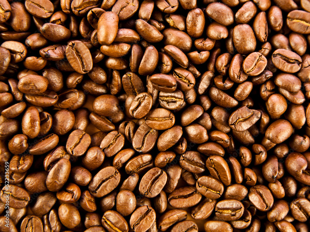Fototapeta premium Brown coffee, background texture. roasted coffee beans. Brown co