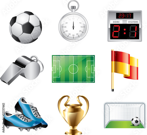 soccer icons detailed vector set