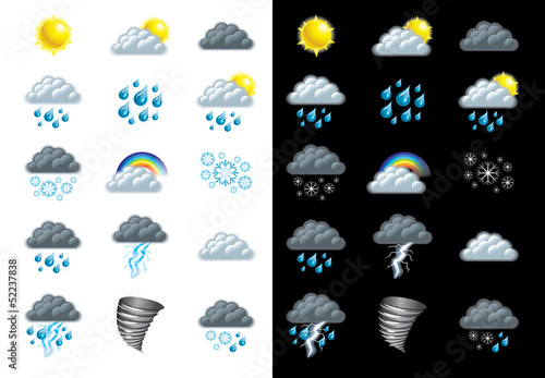 weather forecast icons detailed vector set