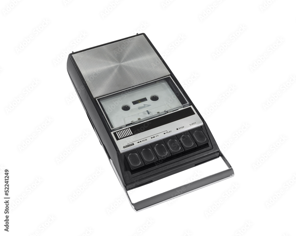 Obraz premium Vintage Cassette Tape Recorder Isolated