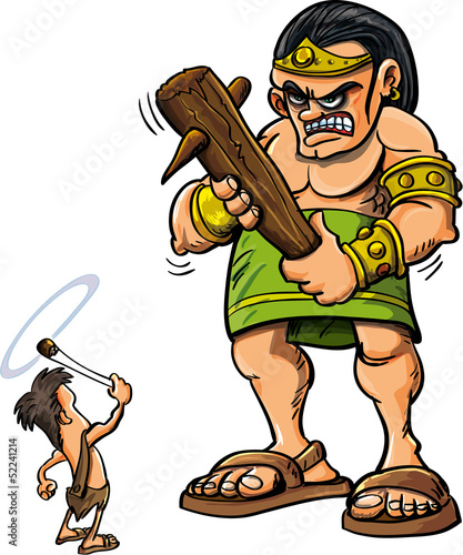 Cartoon David and Goliath