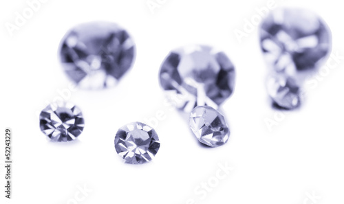 Beautiful shining crystals  diamonds   isolated on white