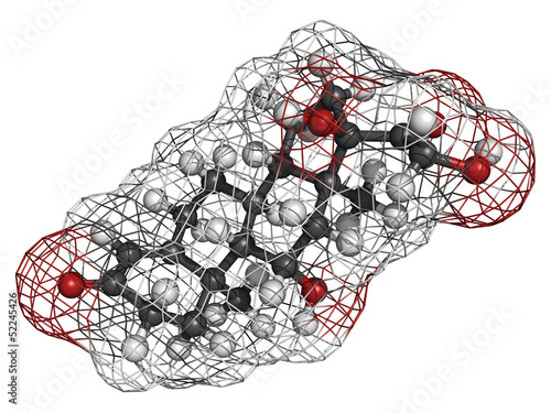 Cortisol (hydrocortisone) stress hormone, molecular model photo