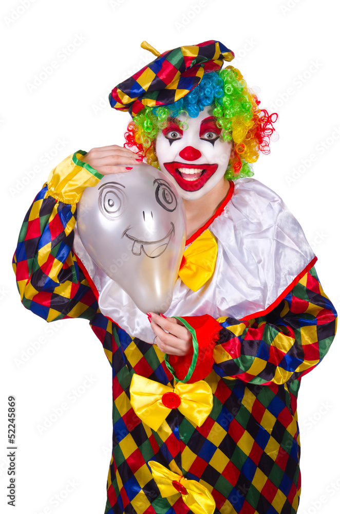 Funny clown isolated on the white Funny clown isolated on the white
